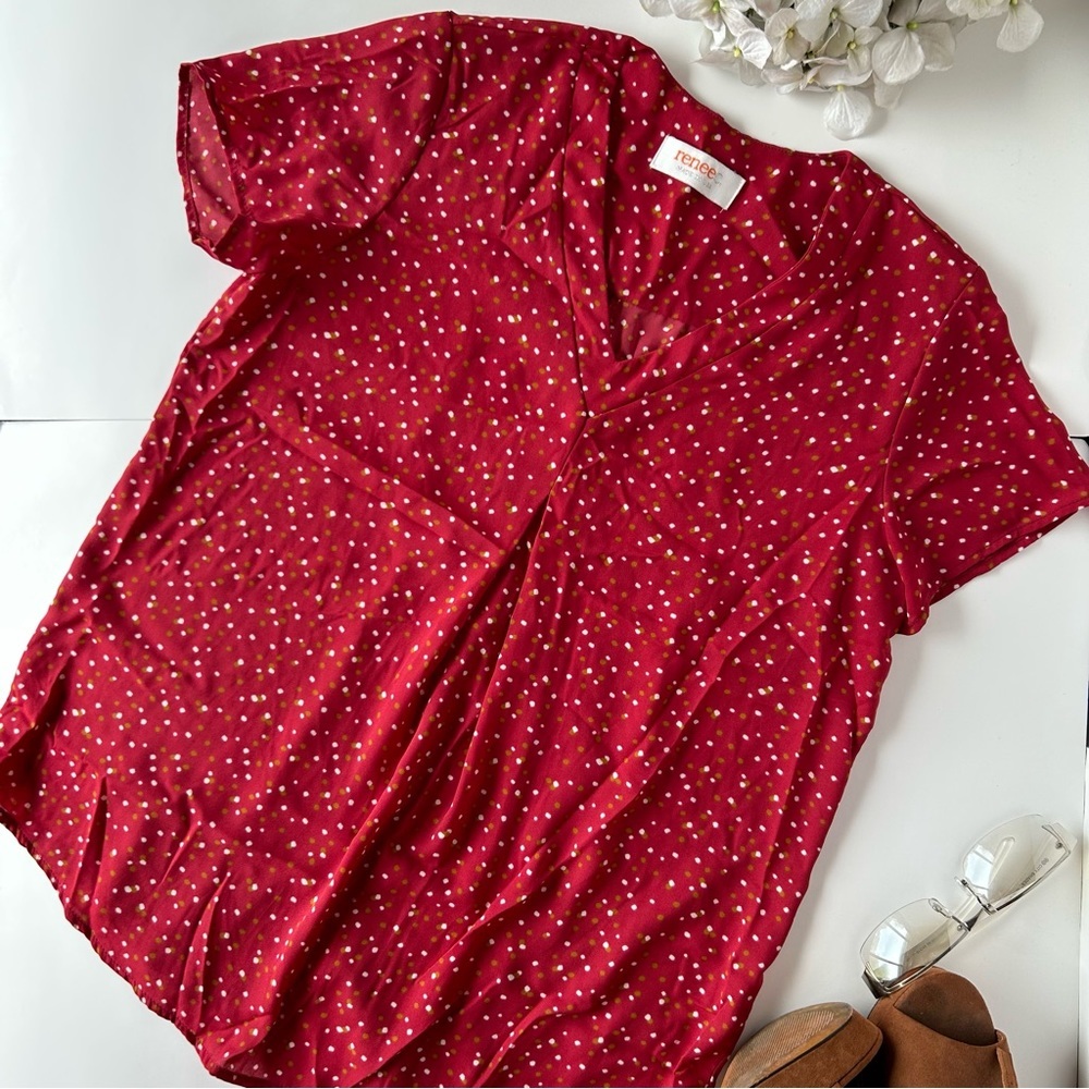 Renee C Colorful Polka Dot Blouse
